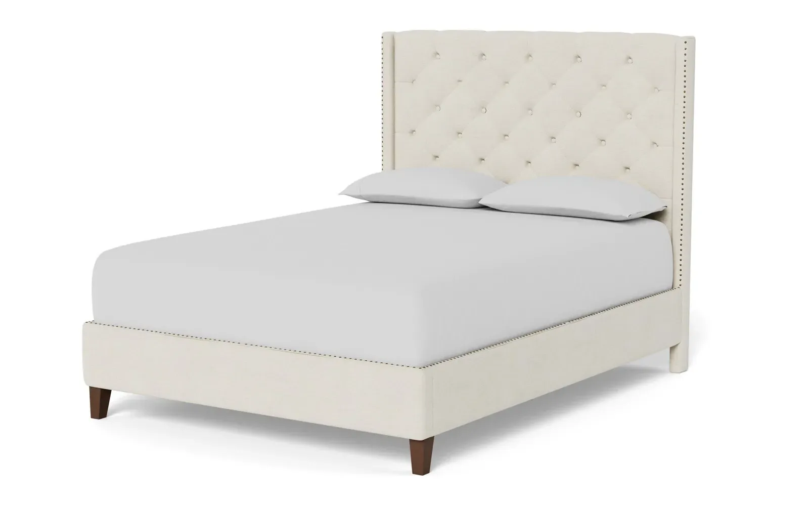 Beckett King Size Bed - Heathered Ivory, Chenille