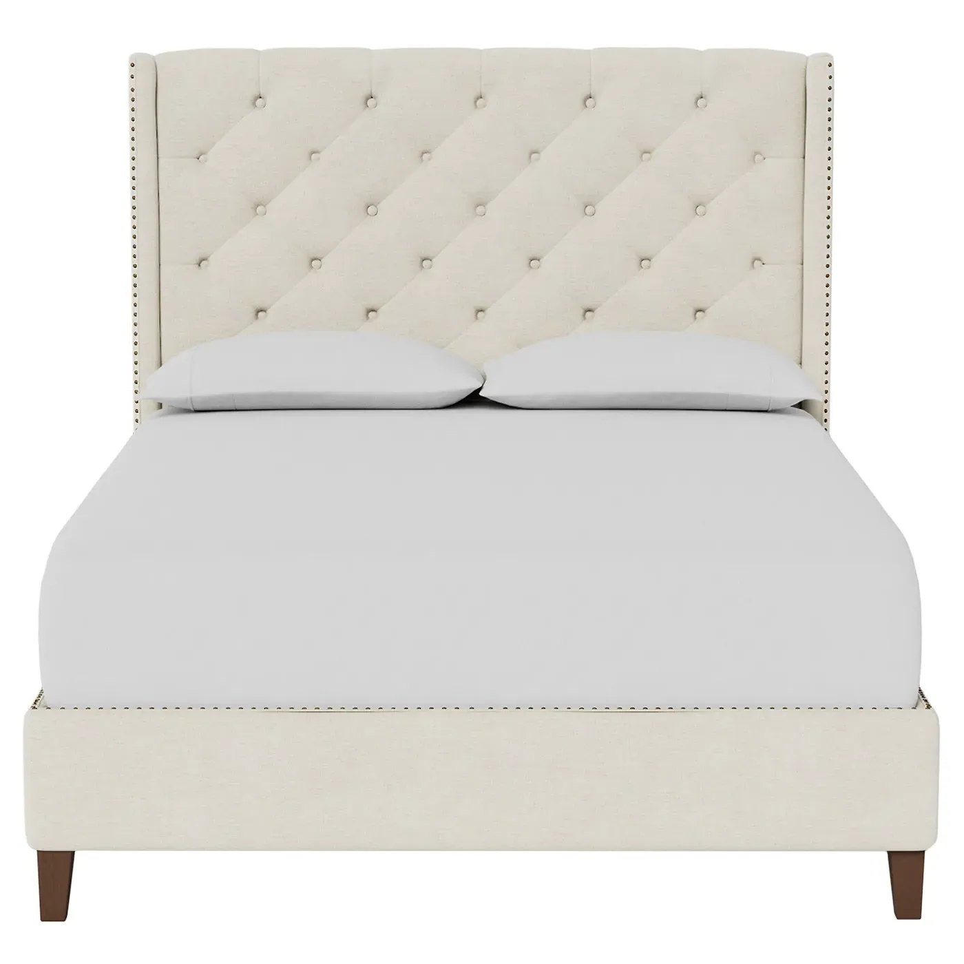 Beckett King Size Bed - Heathered Ivory, Chenille