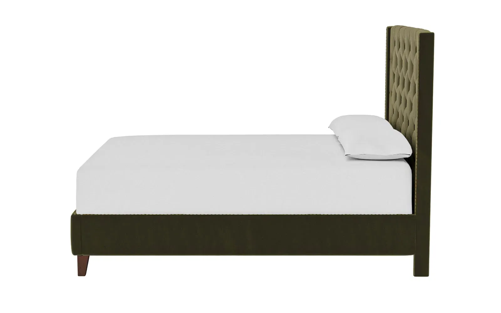 Beckett Queen Size Bed Frame - Boxwood Green, Velvet