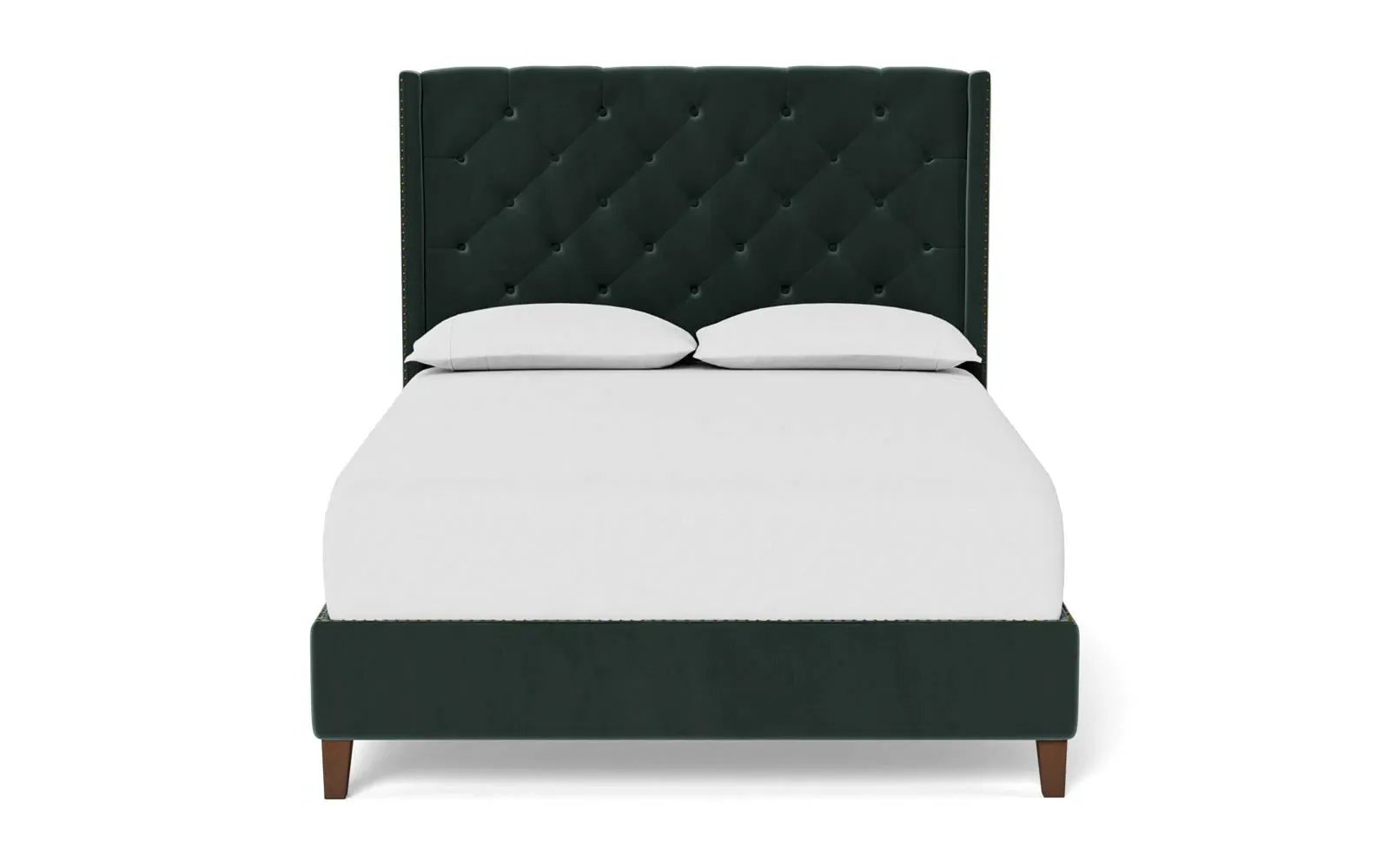 Beckett Queen Size Bed Frame - Lagoon, Velvet