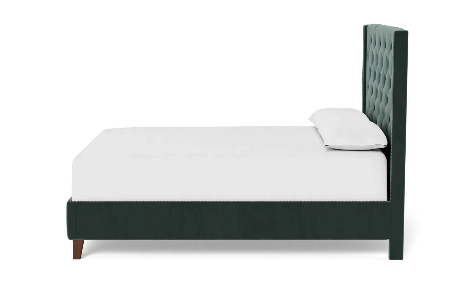 Beckett Queen Size Bed Frame - Lagoon, Velvet