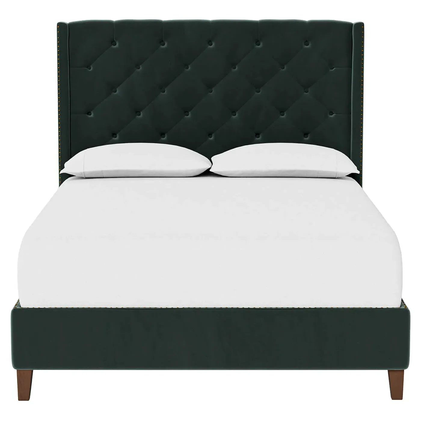 Beckett Queen Size Bed Frame - Lagoon, Velvet