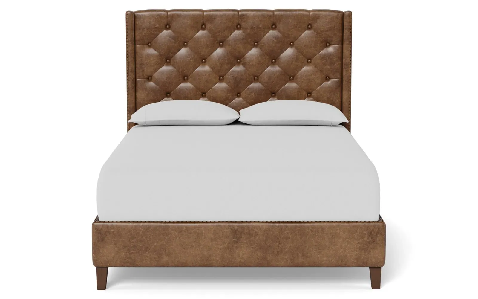 Beckett Queen Size Bed Frame - Milk Chocolate, Leather