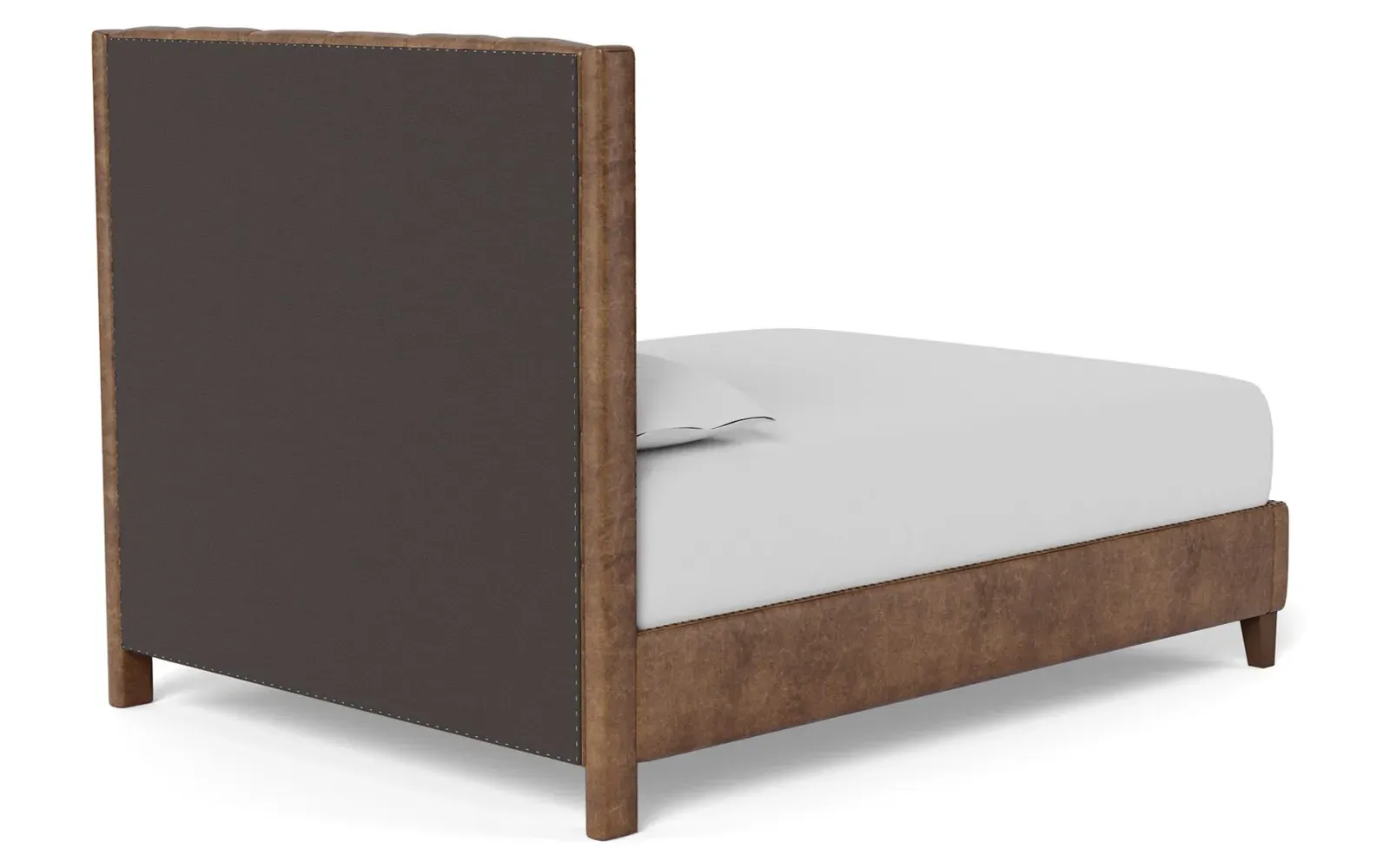 Beckett Queen Size Bed Frame - Milk Chocolate, Leather