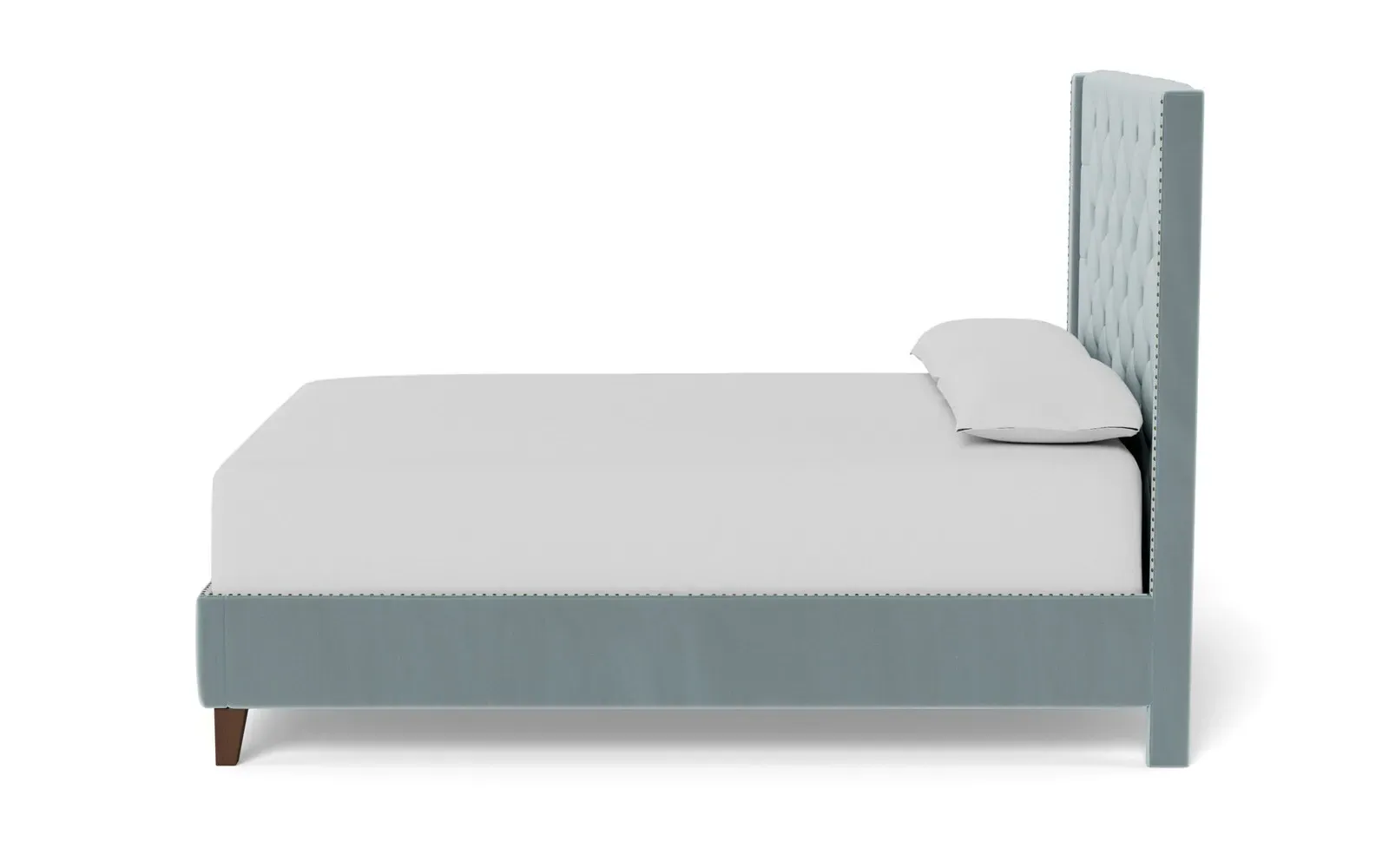 Beckett Queen Size Bed Frame - Saltwater Blue, Velvet