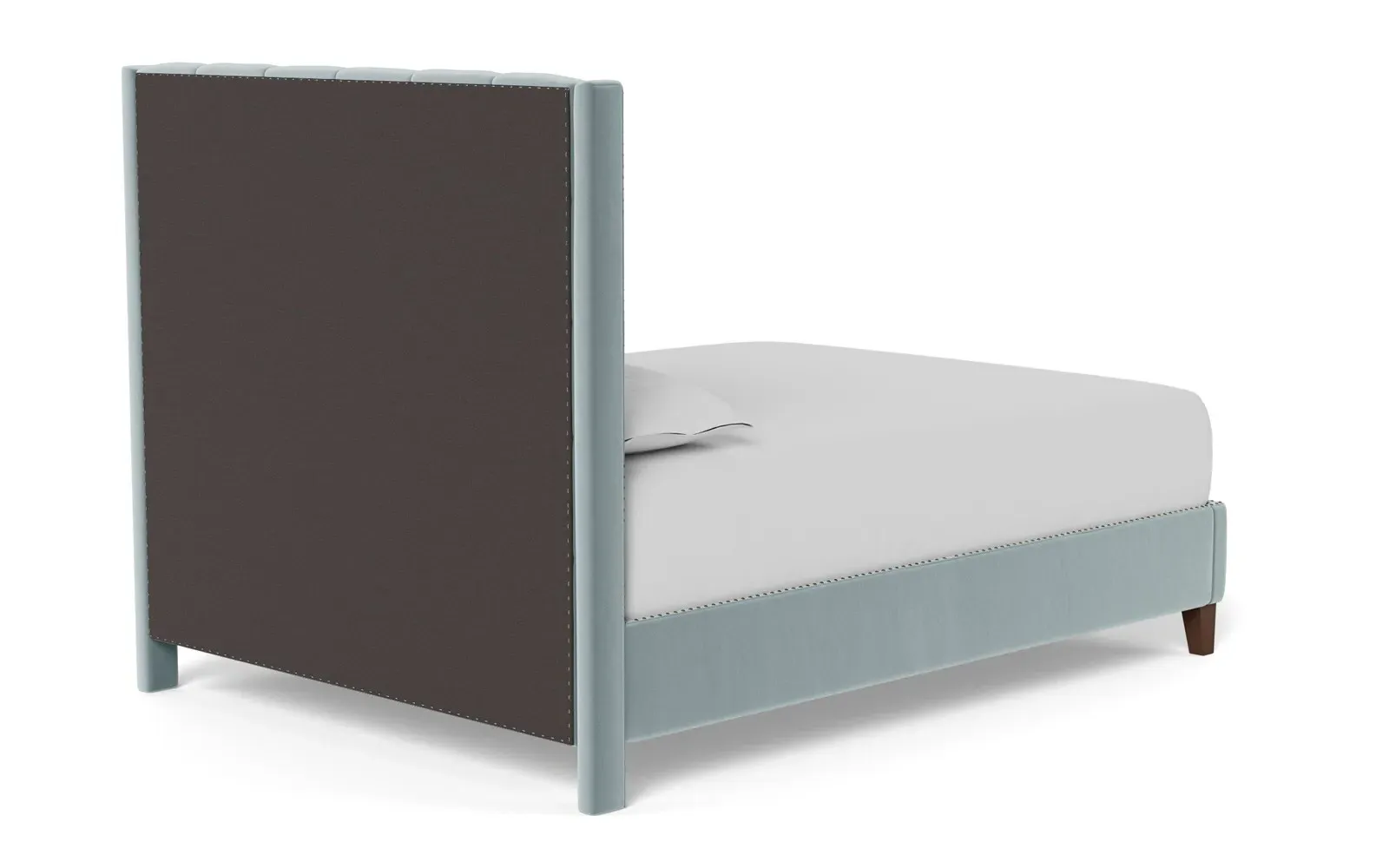Beckett Queen Size Bed Frame - Saltwater Blue, Velvet