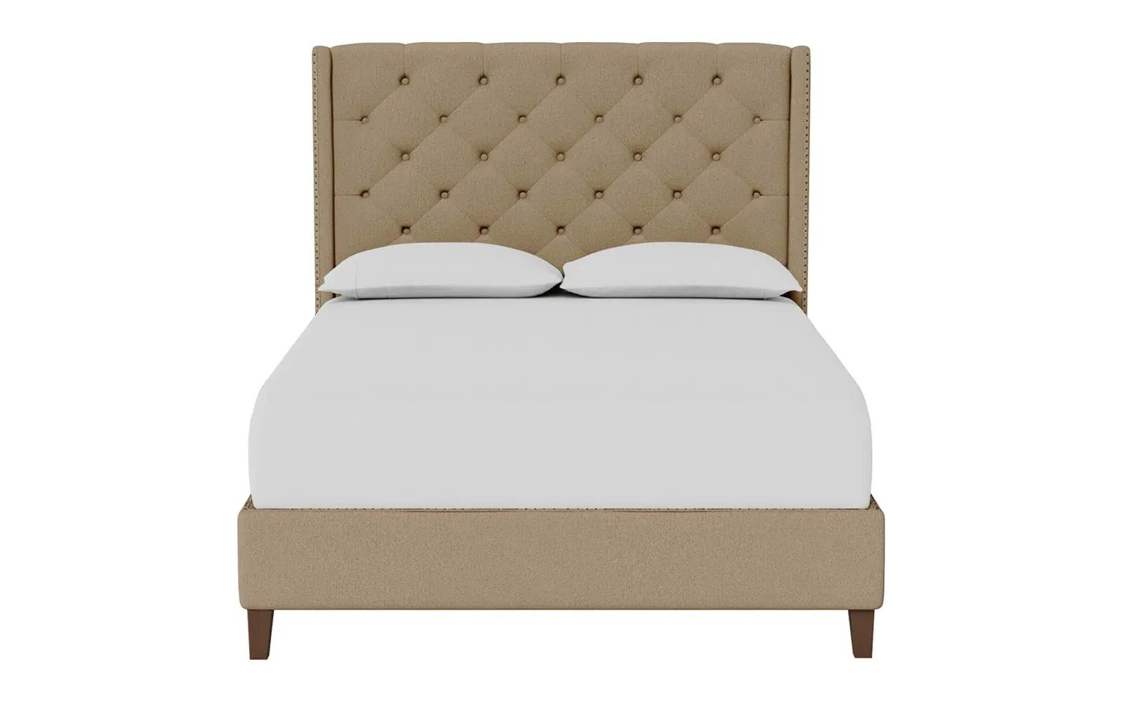 Beckett Queen Size Bed Frame - Sand Dune, Velvet