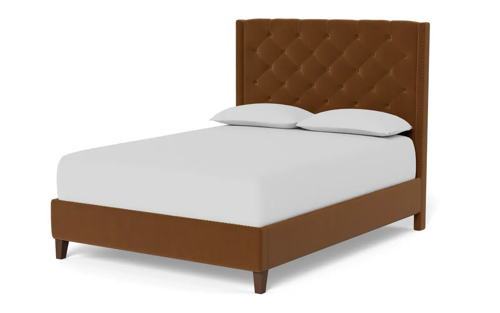 Beckett Queen Size Bed Frame - Spice, Velvet