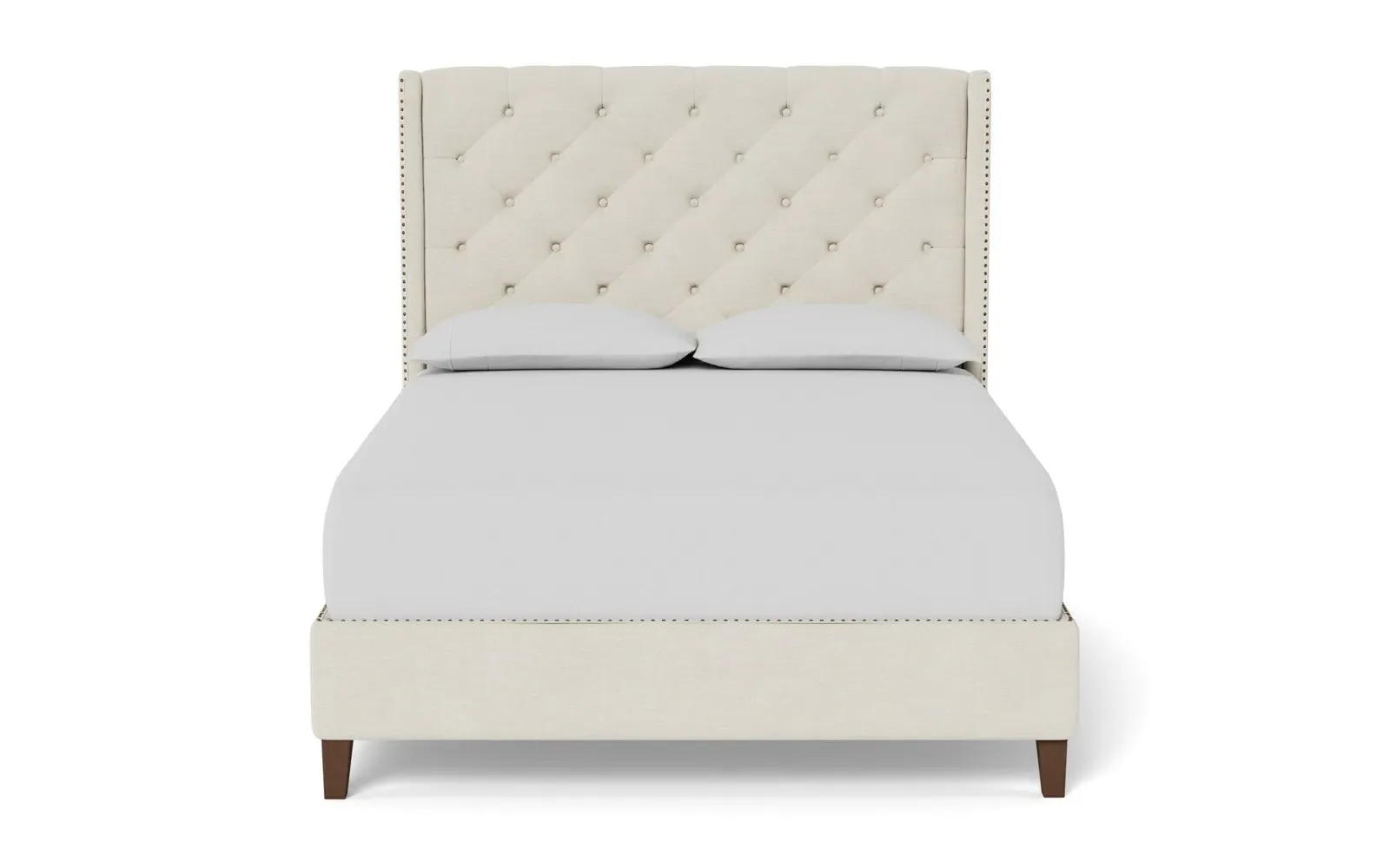 Beckett Queen Size Bed - Heathered Ivory, Chenille