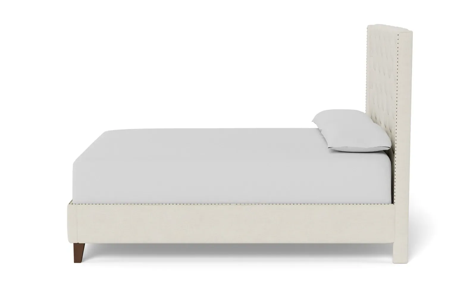 Beckett Queen Size Bed - Heathered Ivory, Chenille