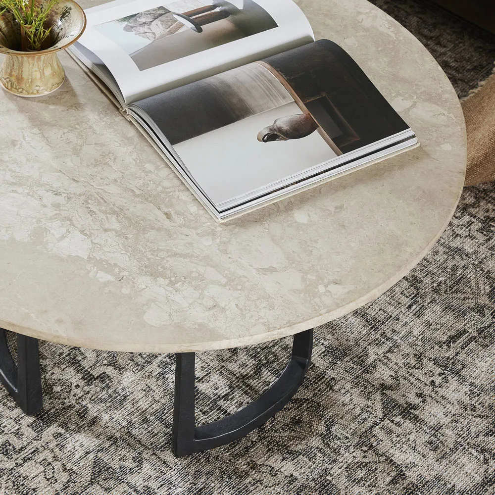 Beckett Round Coffee Table - Cream, Marble