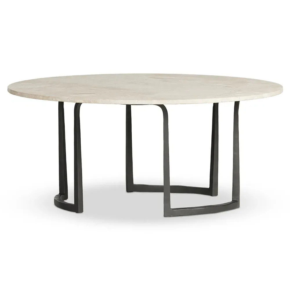 Beckett Round Coffee Table - Cream, Marble