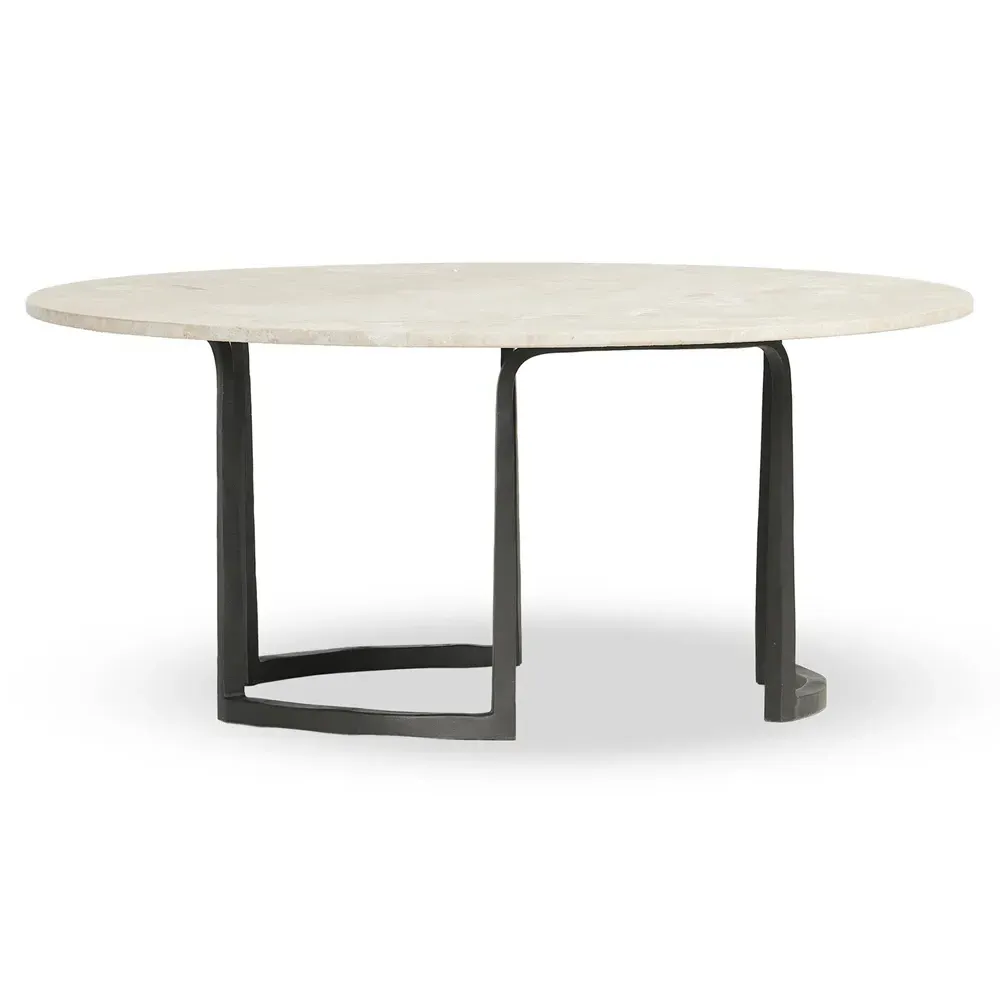 Beckett Round Coffee Table - Cream, Marble