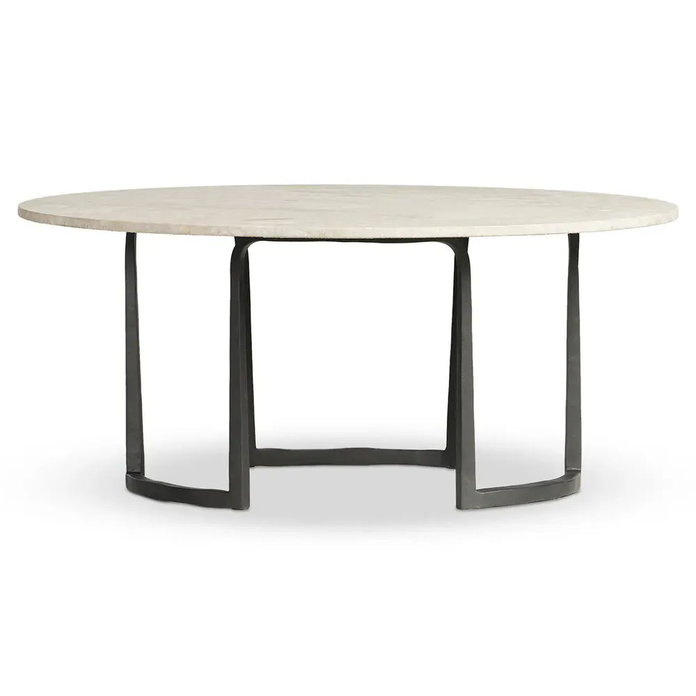 Beckett Round Coffee Table - Cream, Marble
