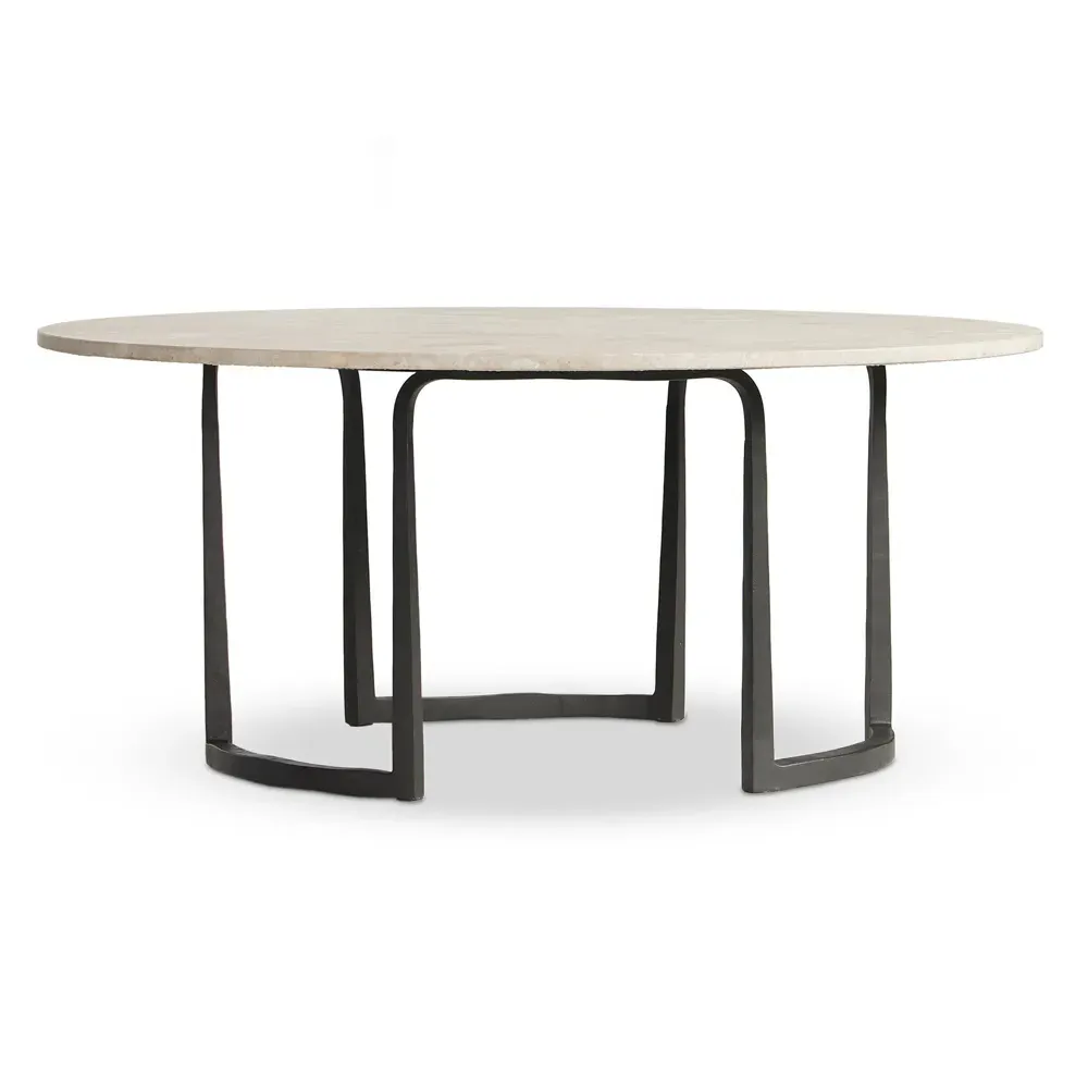 Beckett Round Coffee Table - Cream, Marble