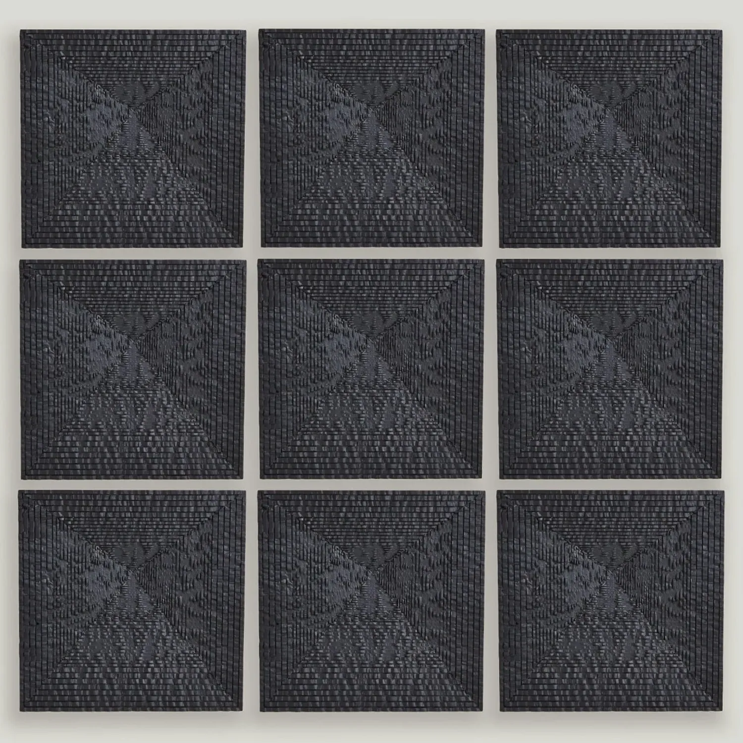 Beckett Textured Wall Sculpture - Black, Gmelina Wood