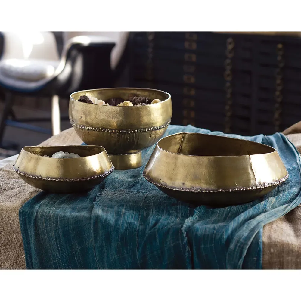 Bedouin Round Decorative Bowl - Gold, Steel