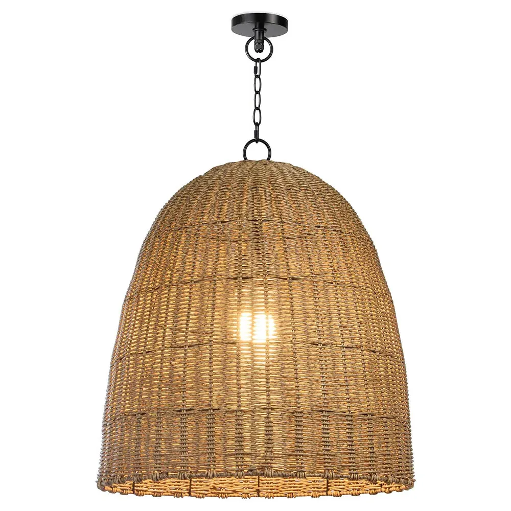 Beehive Large Woven Rattan Outdoor Pendant - Brown