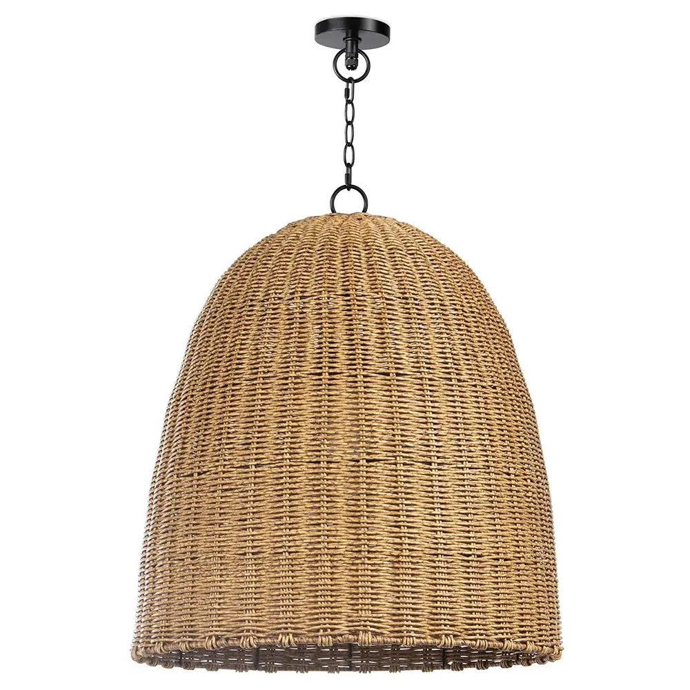Beehive Large Woven Rattan Outdoor Pendant - Brown