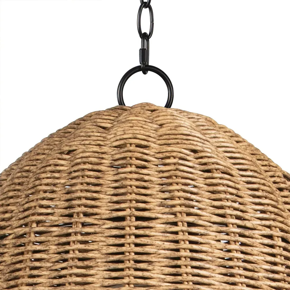 Beehive Small Woven Rattan Outdoor Pendant - Brown