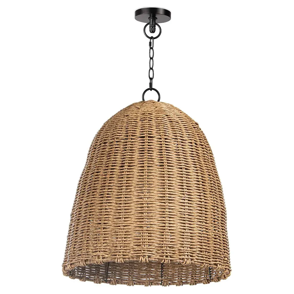 Beehive Small Woven Rattan Outdoor Pendant - Brown image