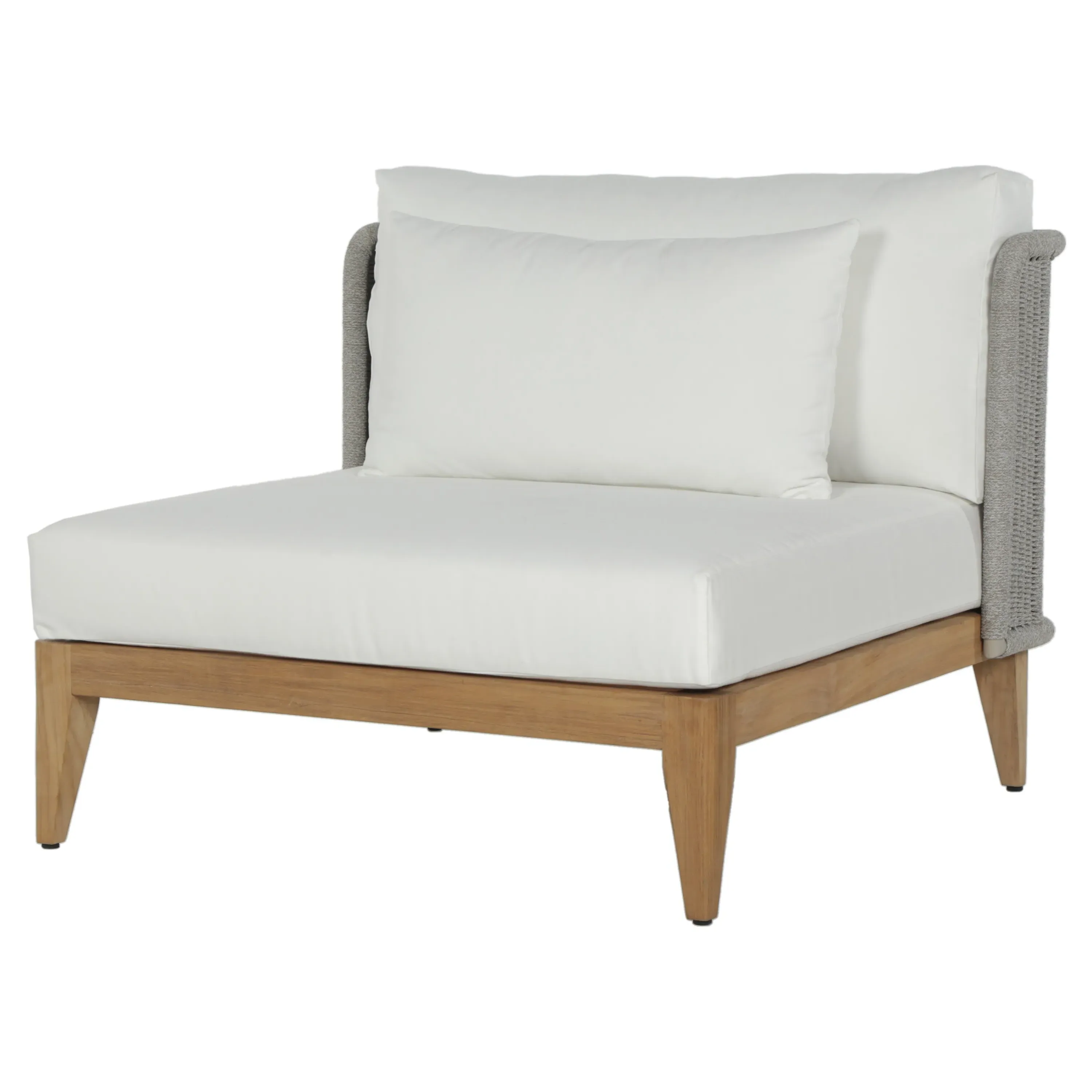 Beeston Outdoor Lounge Chair with Cushion - White, Teak