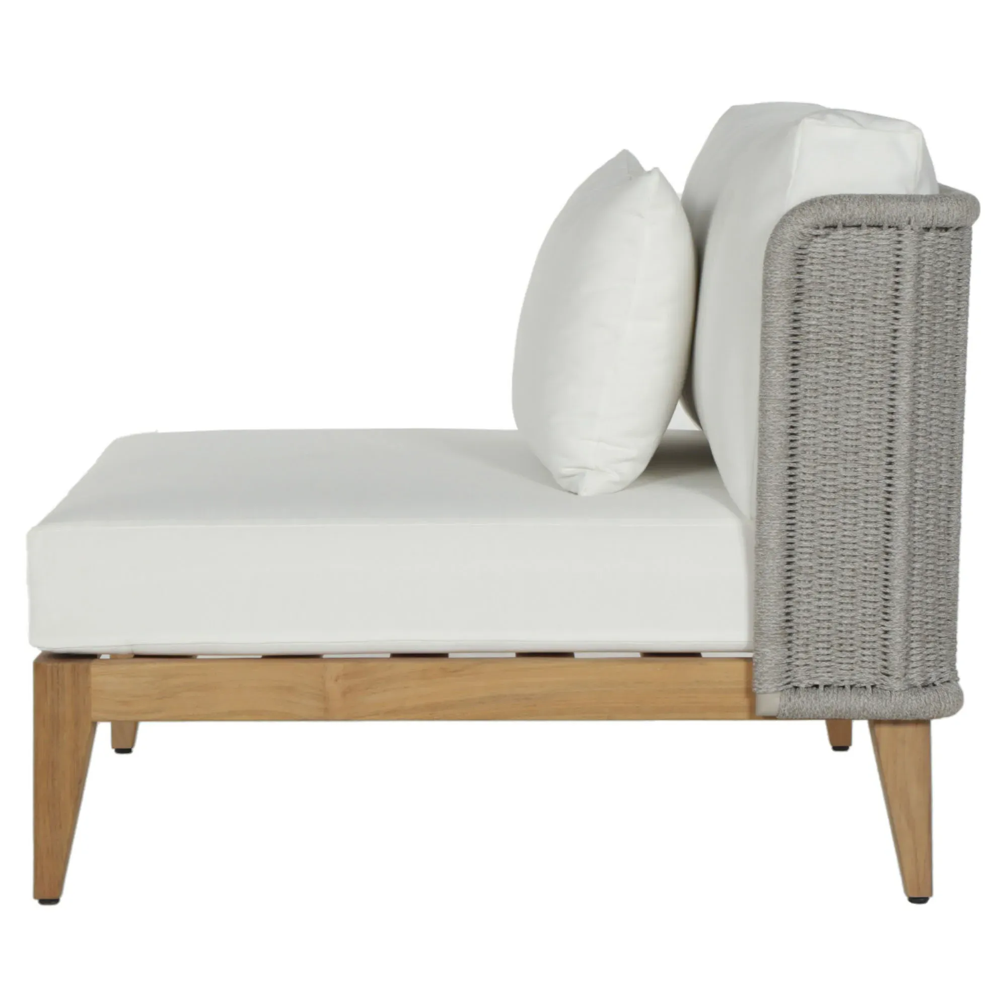 Beeston Outdoor Lounge Chair with Cushion - White, Teak