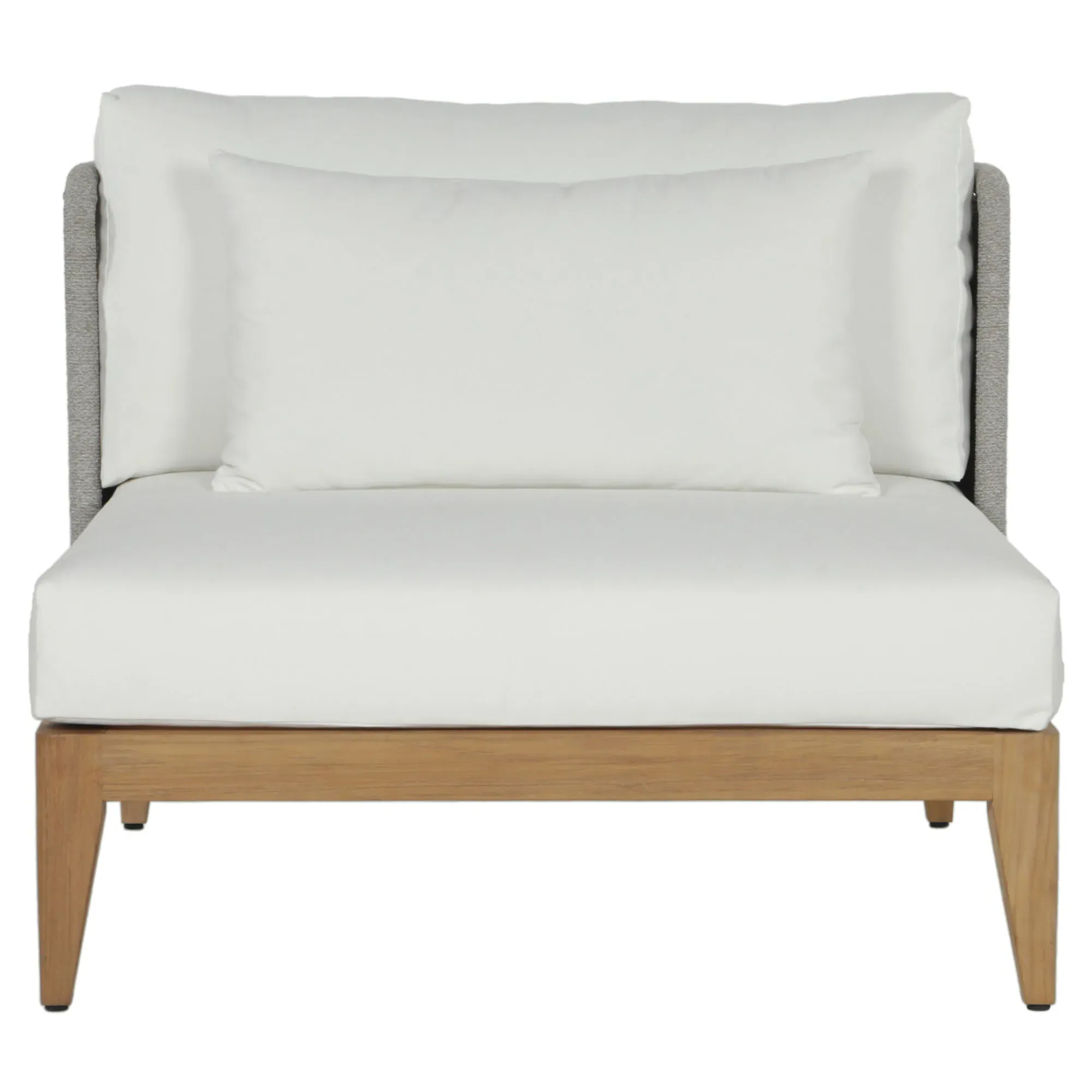 Beeston Outdoor Lounge Chair with Cushion - White, Teak