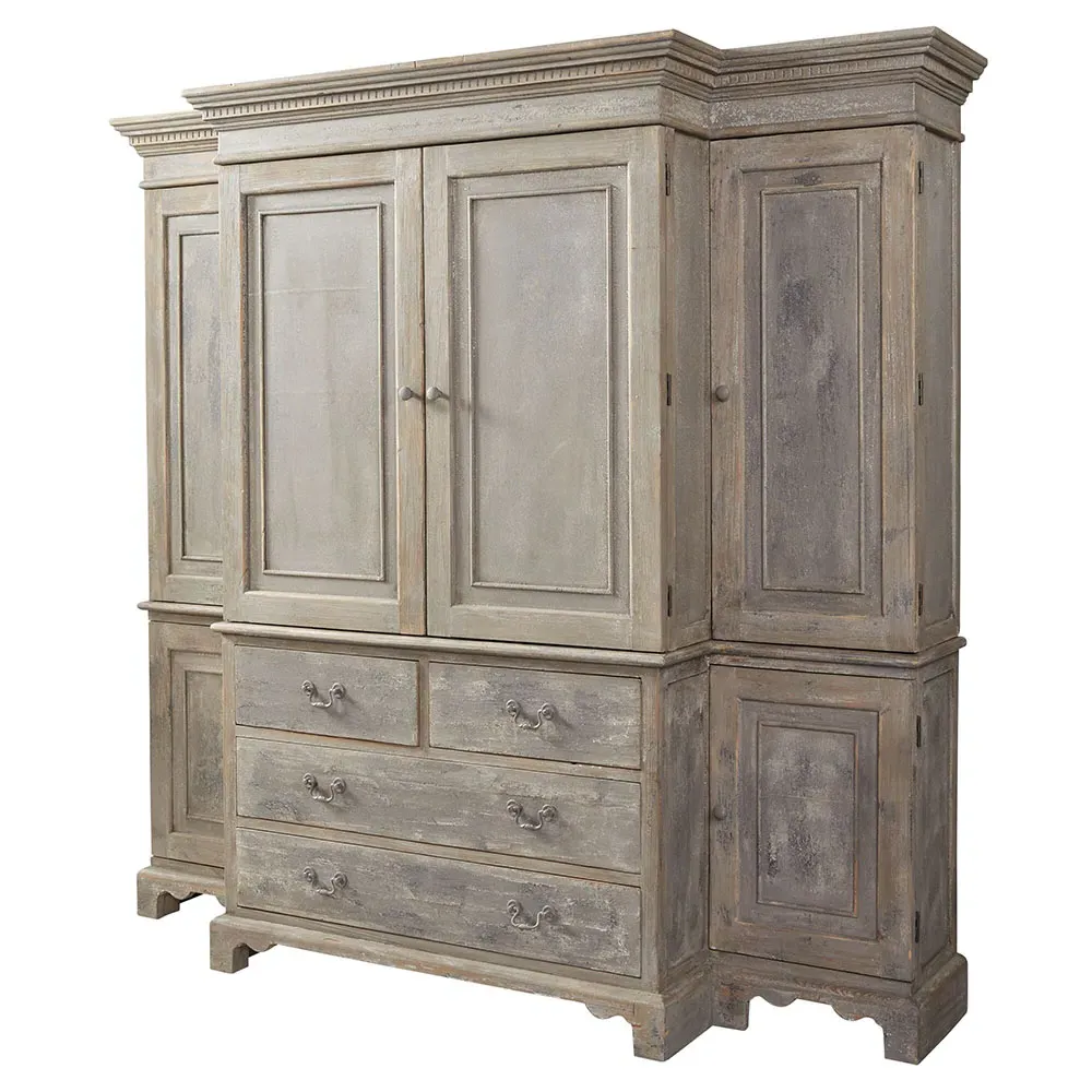 Belinda China Cabinet with Adjustable Shelves - Grey, Pine