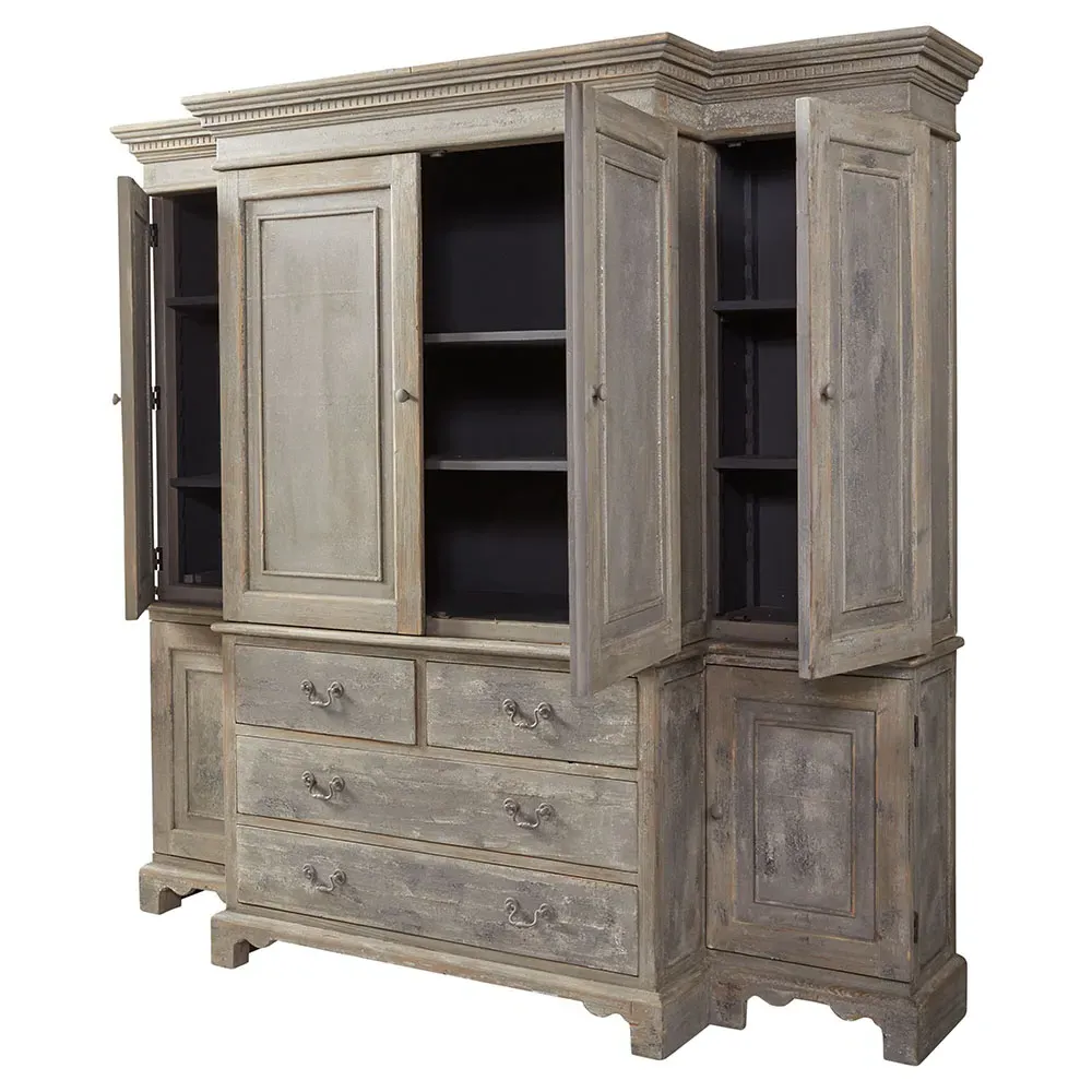 Belinda China Cabinet with Adjustable Shelves - Grey, Pine