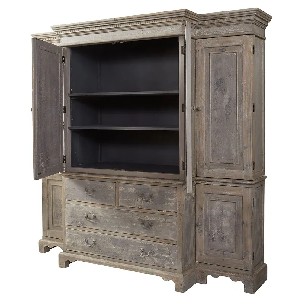 Belinda China Cabinet with Adjustable Shelves - Grey, Pine