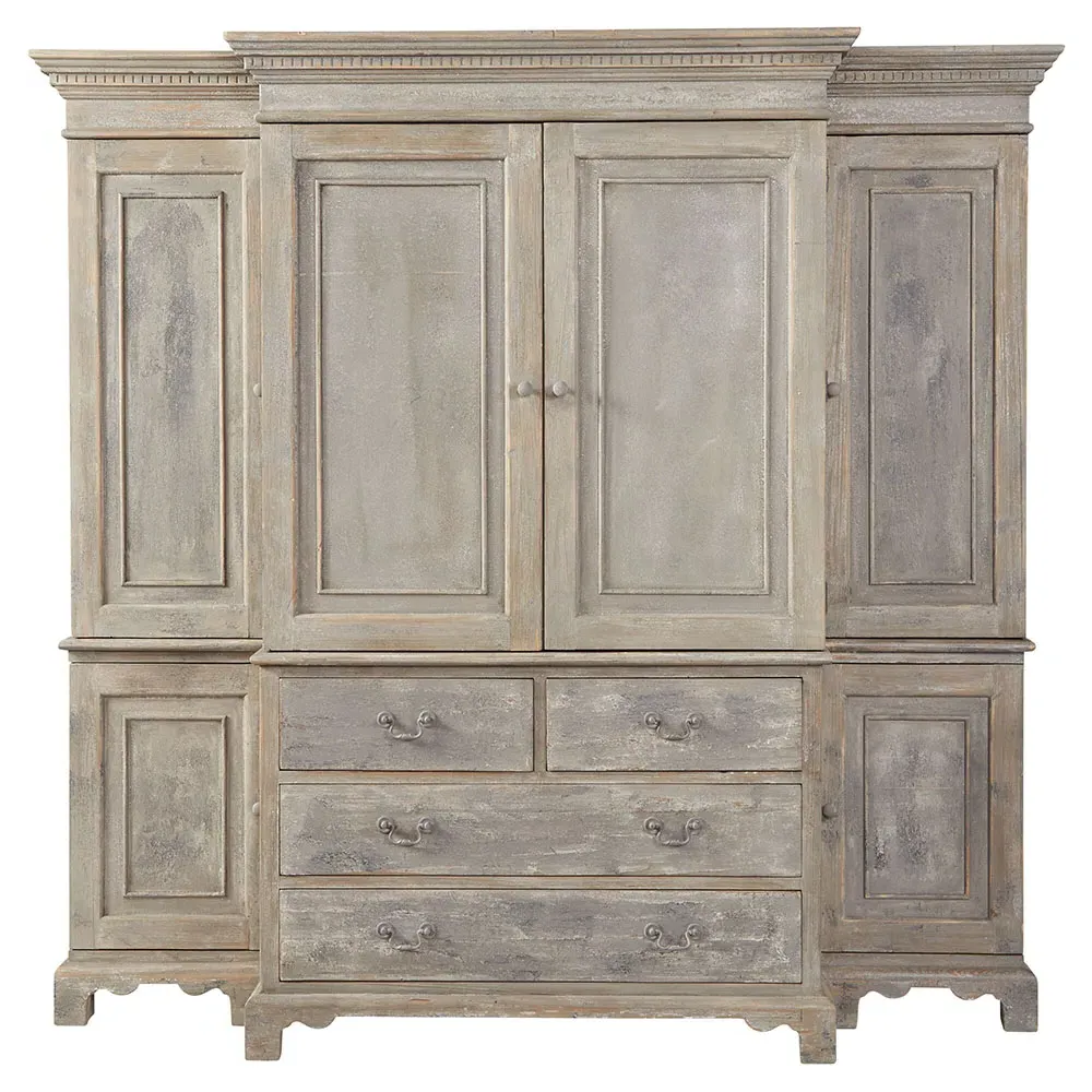 Belinda China Cabinet with Adjustable Shelves - Grey, Pine