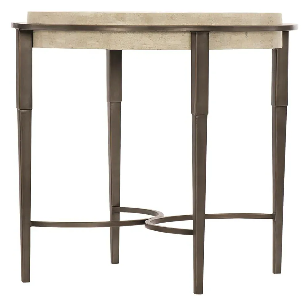 Belinda Large Round Side Table - White, Travertine