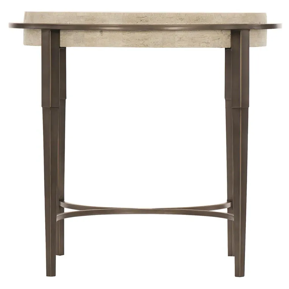 Belinda Large Round Side Table - White, Travertine