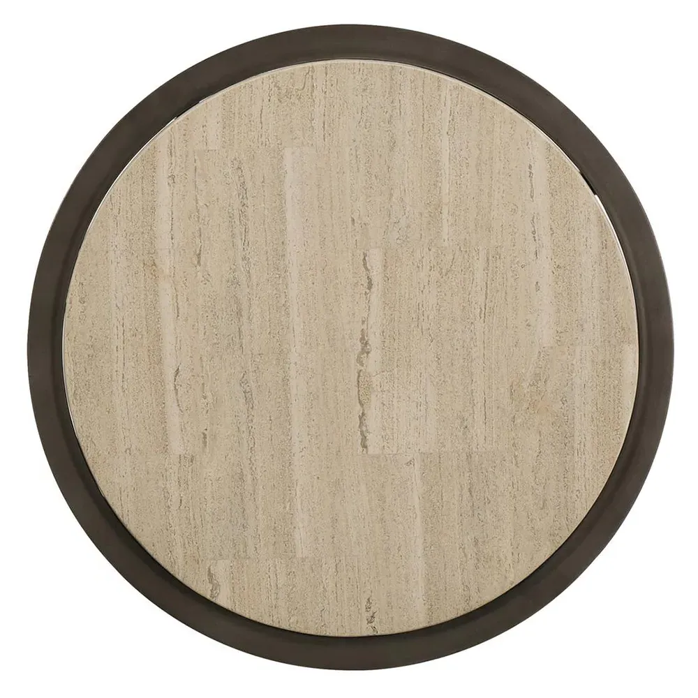 Belinda Large Round Side Table - White, Travertine