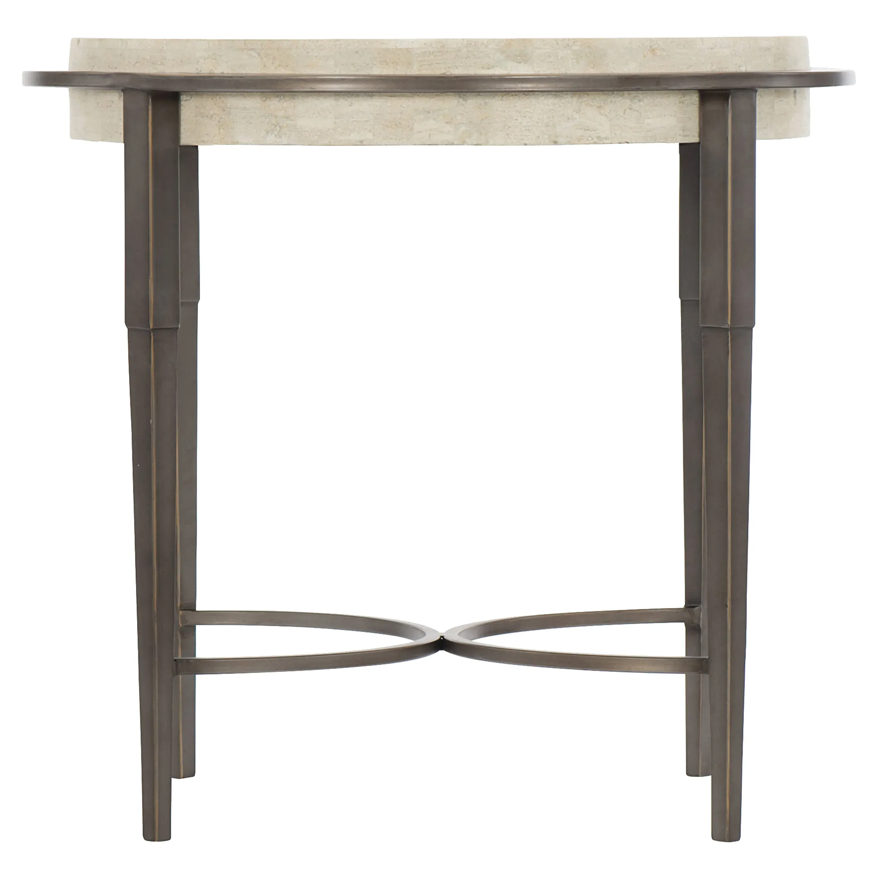 Belinda Large Round Side Table - White, Travertine