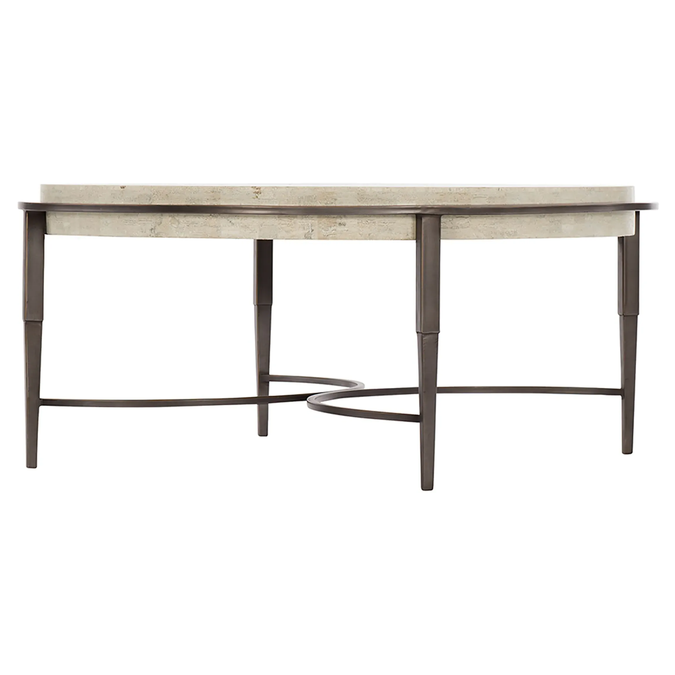 Belinda Round Coffee Table - Brown, Travertine