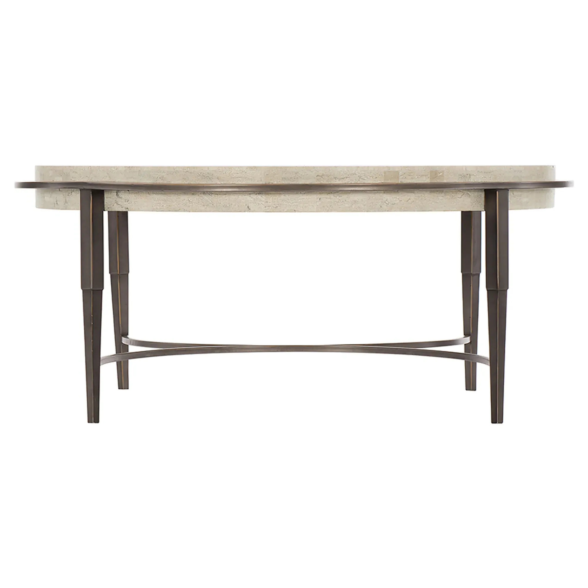 Belinda Round Coffee Table - Brown, Travertine
