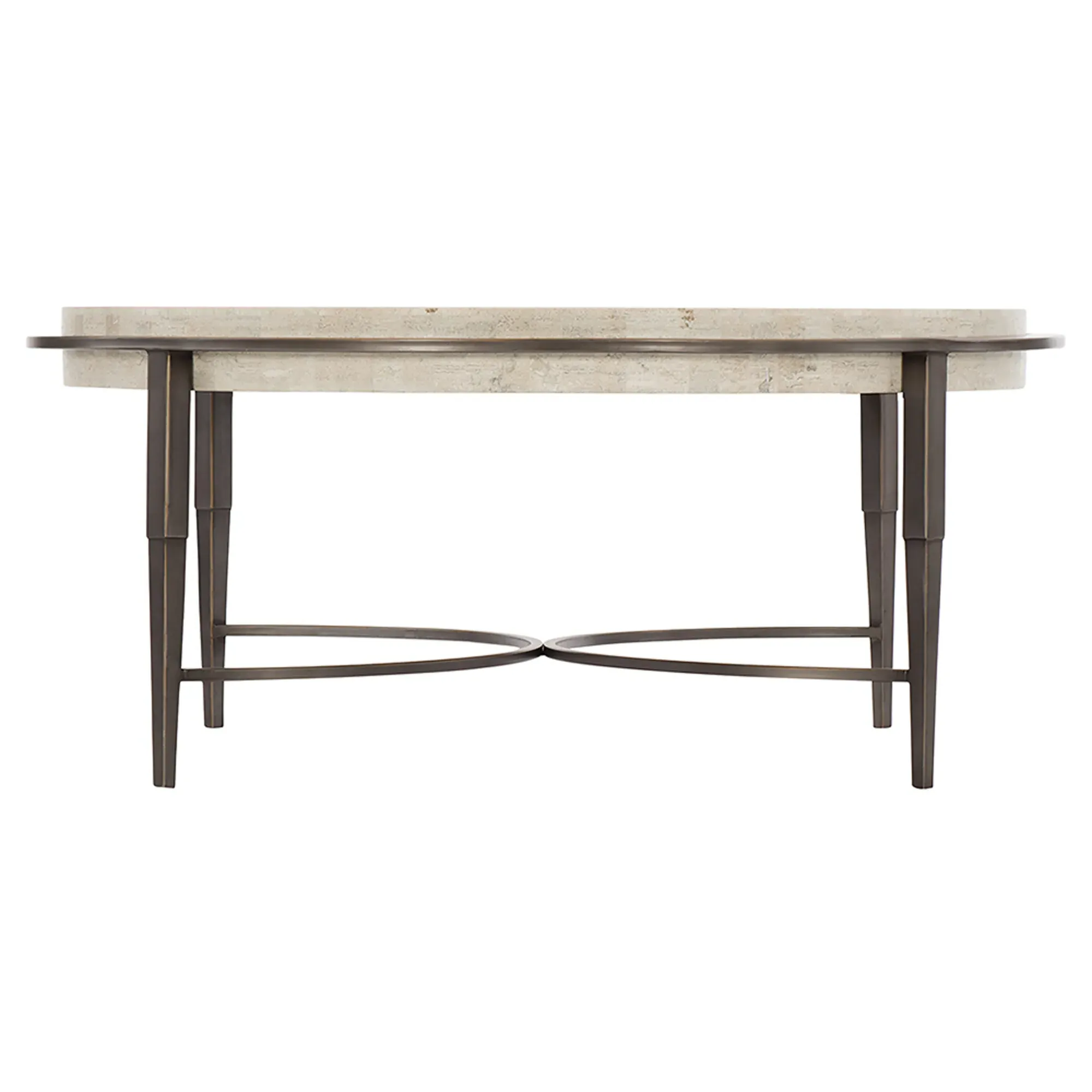 Belinda Round Coffee Table - Brown, Travertine