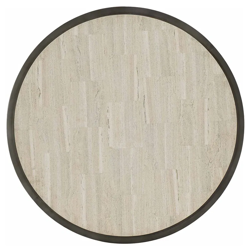 Belinda Round Coffee Table - Brown, Travertine
