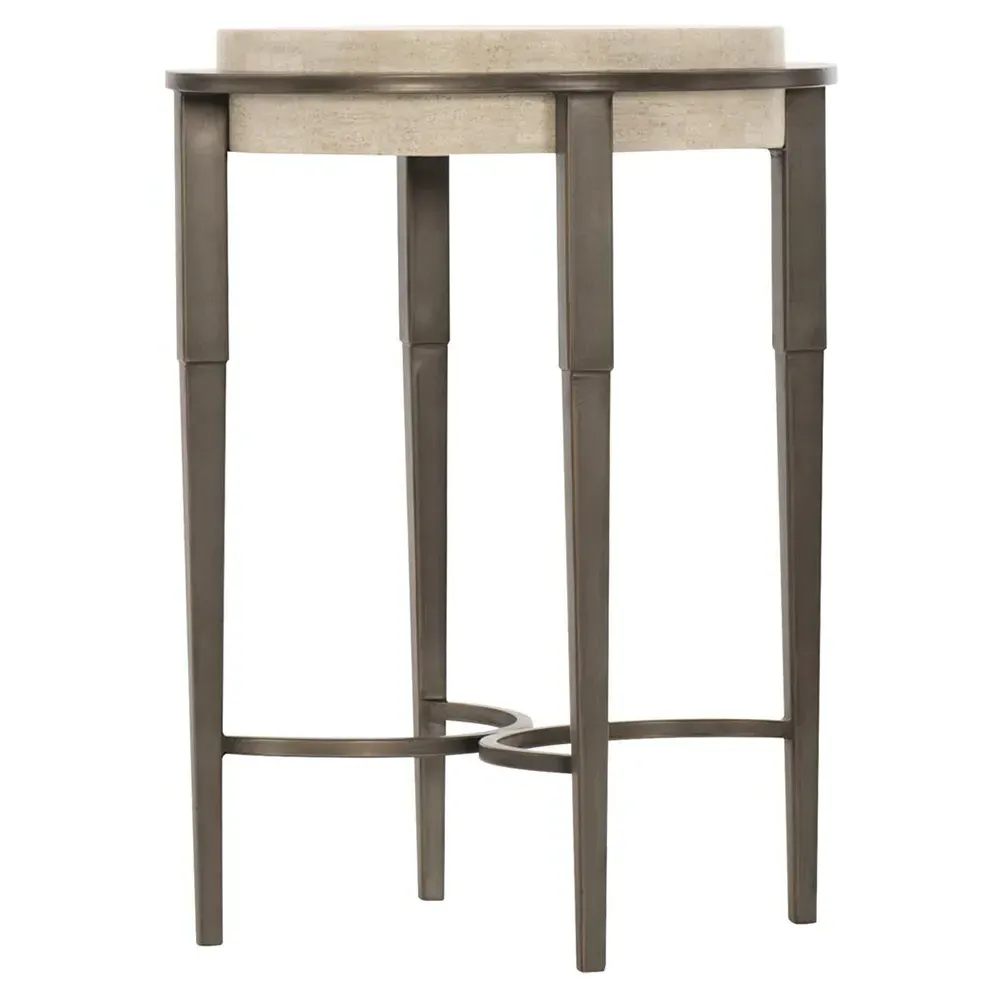 Belinda Round Side Table - White, Travertine