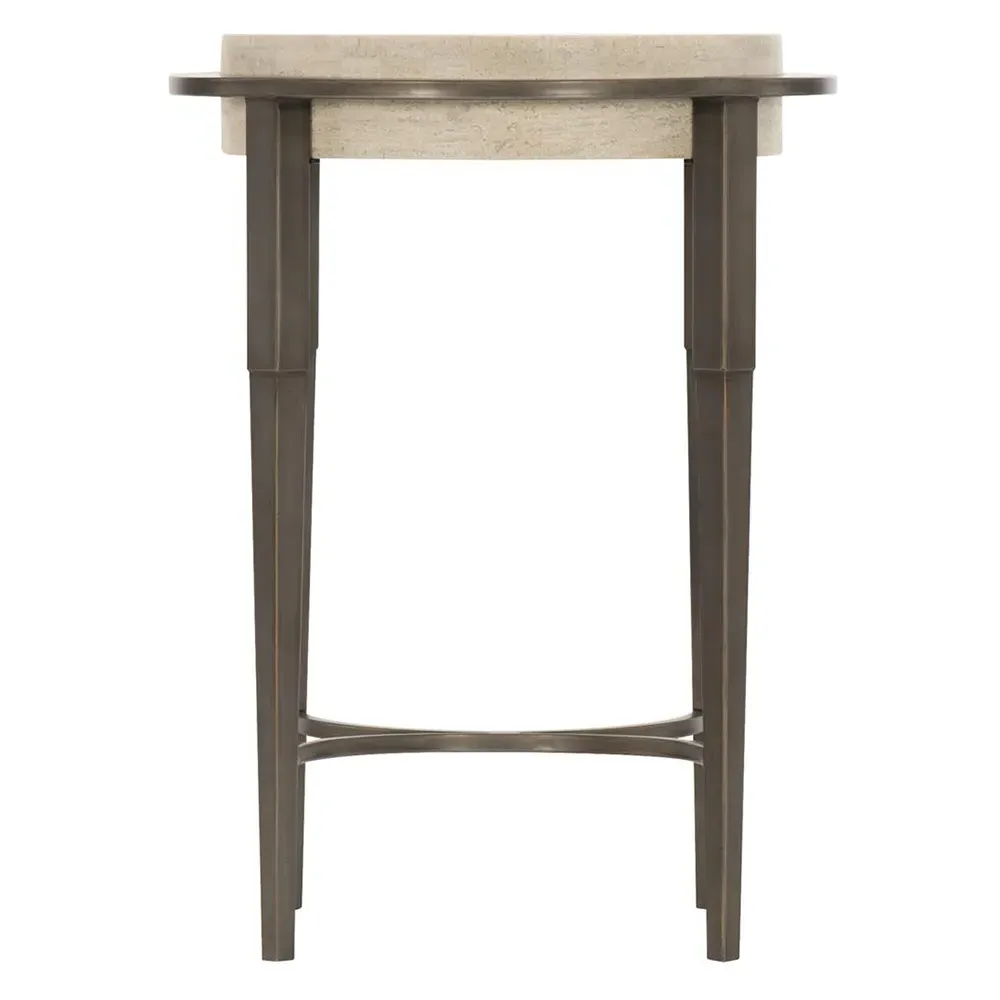 Belinda Round Side Table - White, Travertine