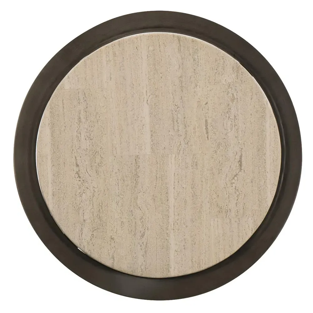 Belinda Round Side Table - White, Travertine