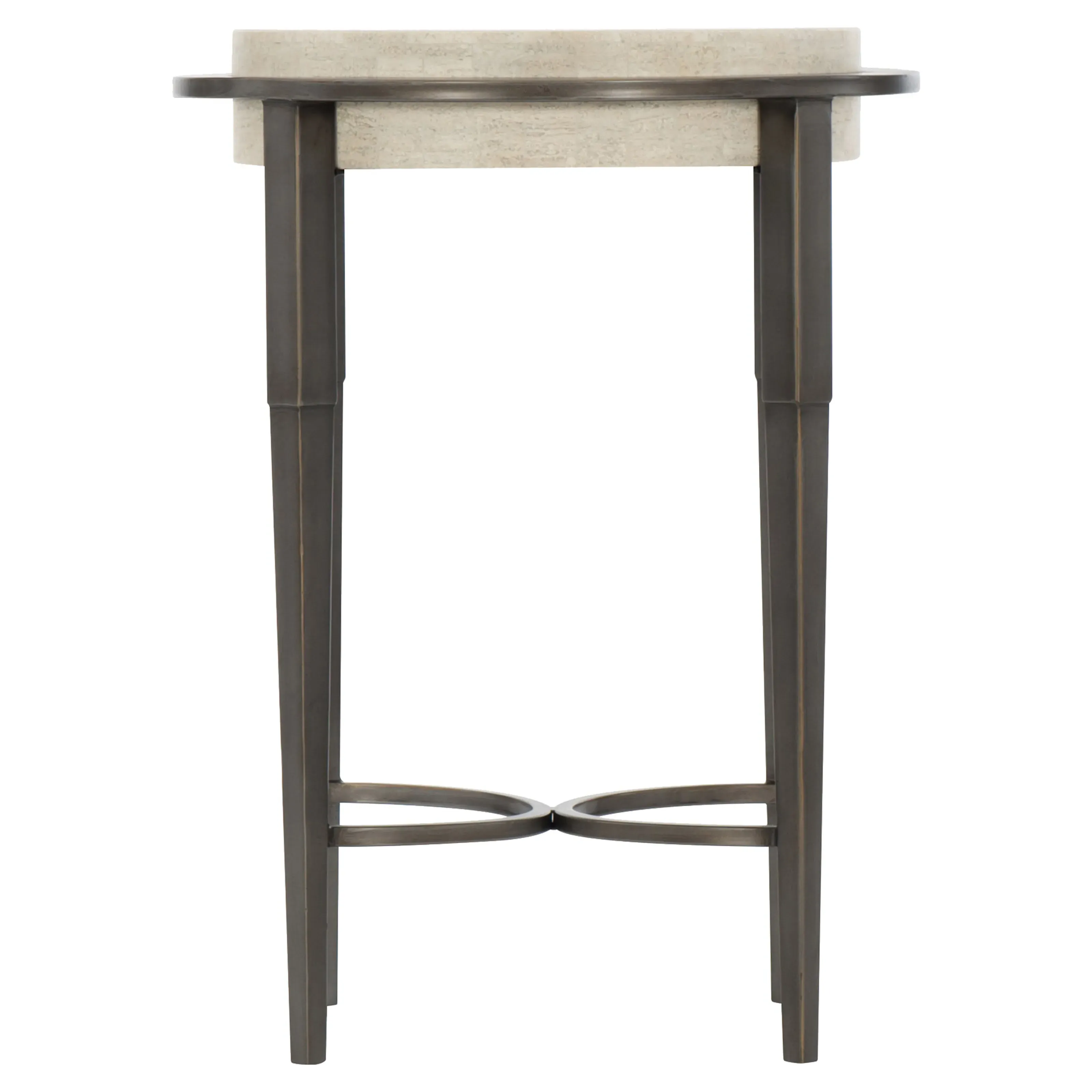 Belinda Round Side Table - White, Travertine image