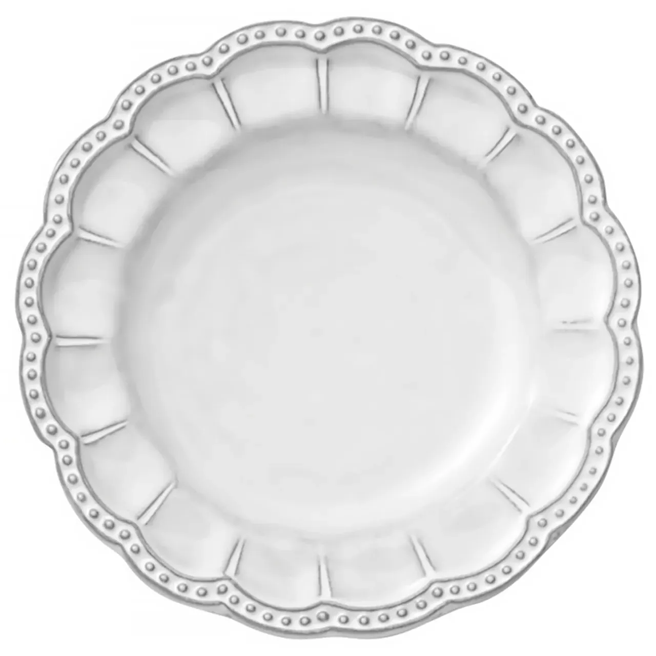 Bella Bianca French Beaded Bread Plate - White, Stoneware image