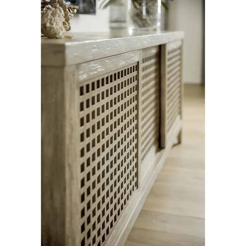 Bella Coastal Beach Wood Media Cabinet - White