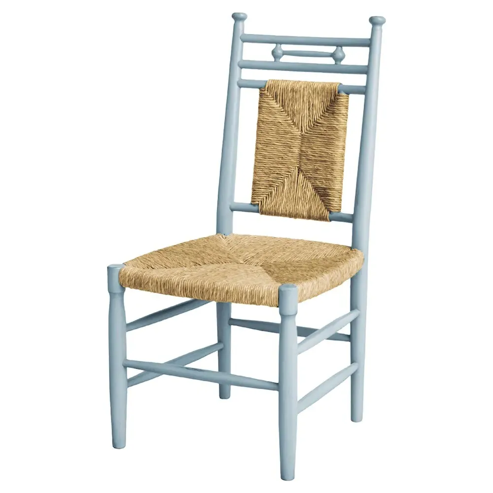 Bella Coastal Beach Woven Dining Chair - Light Blue, Alder Wood image