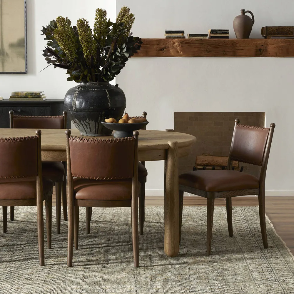 Bella Dulane Mahogany Leather Dining Chair - Walnut