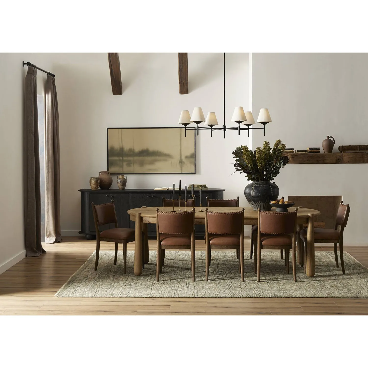 Bella Dulane Mahogany Leather Dining Chair - Walnut