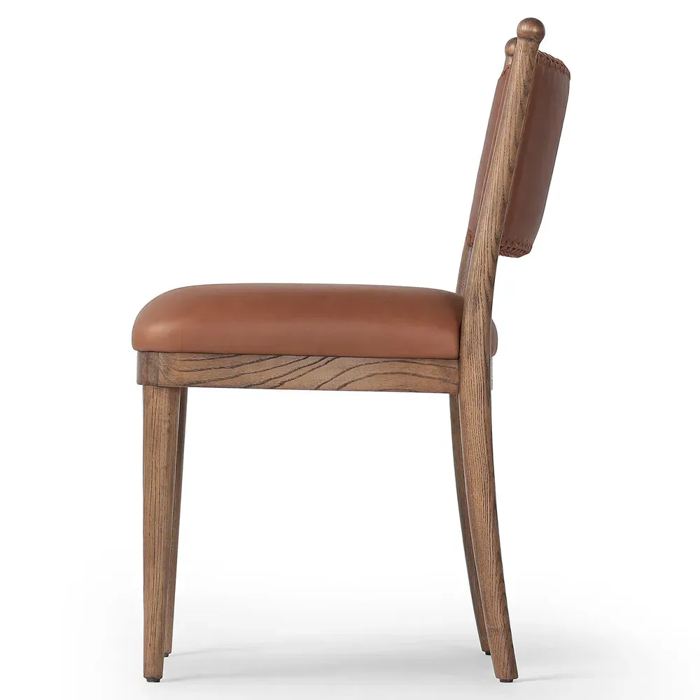 Bella Dulane Mahogany Leather Dining Chair - Walnut